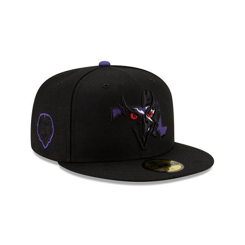 NFL Baltimore Ravens State Logo Reflect 59Fifty Fitted (PCO6400) - Black New Era Caps